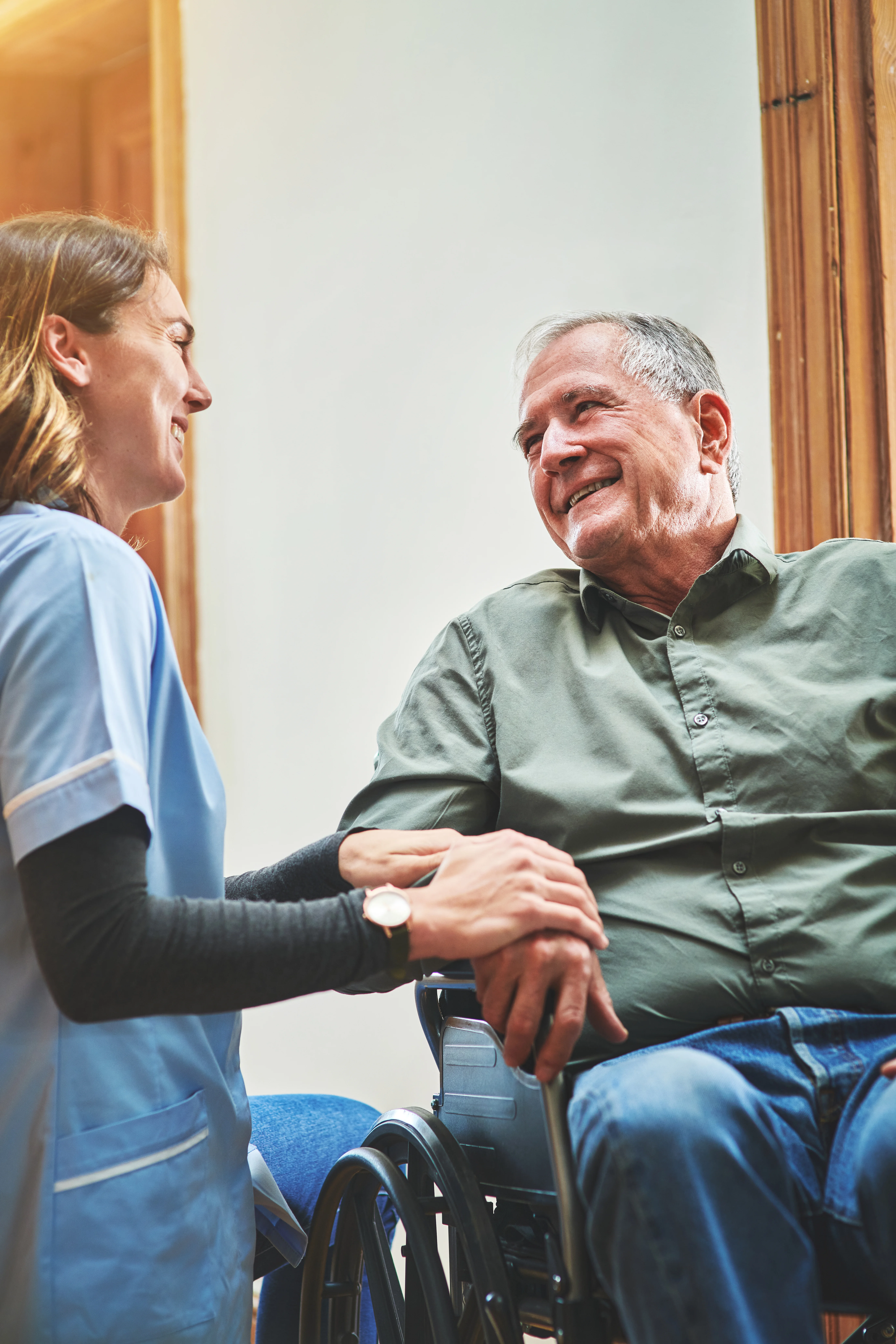 A baby and parent during a gentle exam – family-centered care from day one.